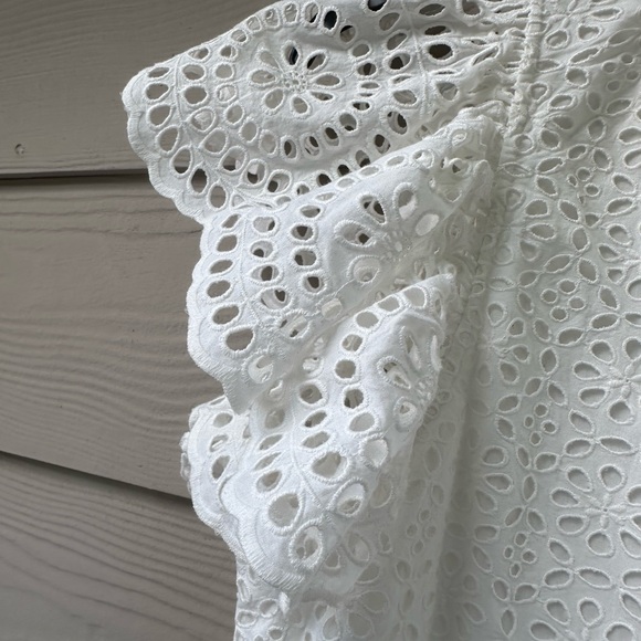 Ulla Johnson Norah Eyelet Mini Dress in White Short Sleeve Ruffle - Picture 7 of 11